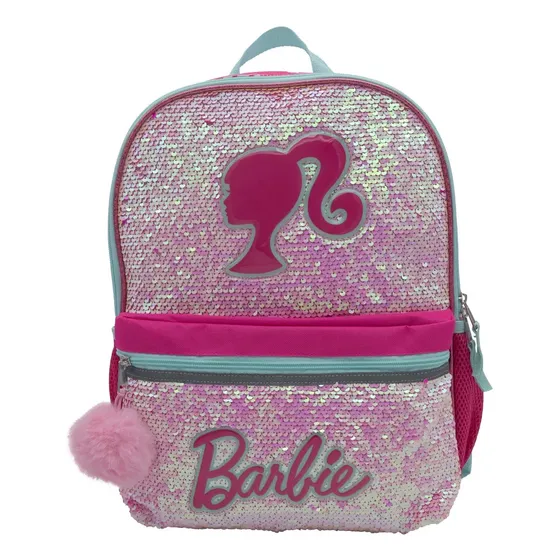 Bolso Escolar Morral De Barbie Con Lentejuelas