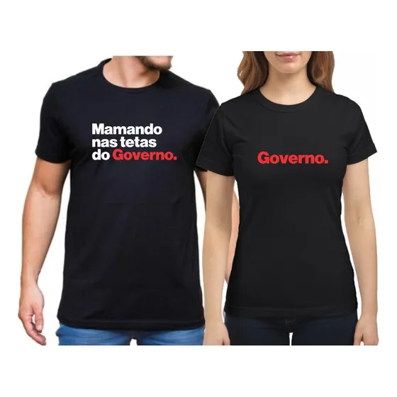 Kit C Duas Camisetas Casal Frase Engraçada Tetas Do Governo 