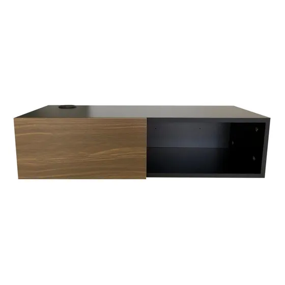 Repisa Flotante Para Tv Minimalista Color Negro Mate | Nogal Neo