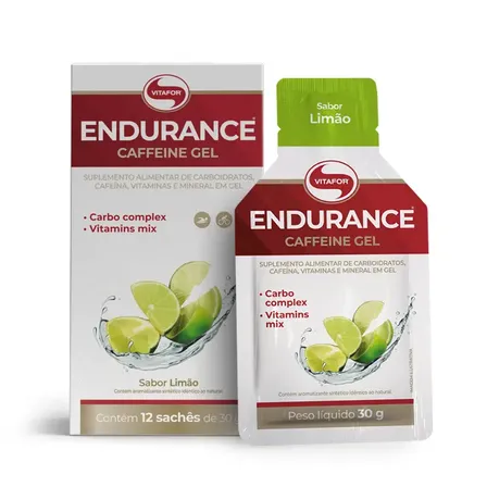 Suplemento Endurance Caffeine Gel Limão 12 Sachês Vitafor Limão