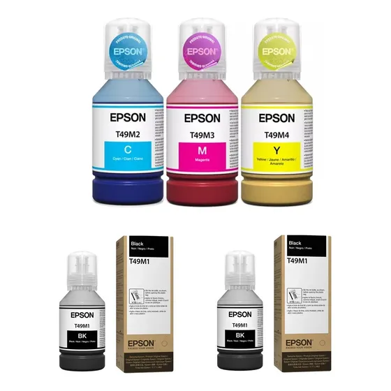 Kit 05 Tinta Original Sublimática Epson F570 F170 T49m 
