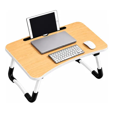 Mesa Dobrável Portátil Para Notebook Com Suporte Para Tablet Madeira