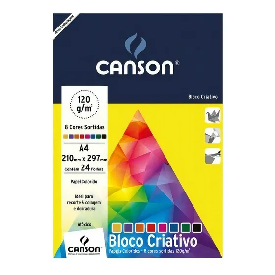 Papel Colorido Canson 8 Cores A4 24 Folhas 120g/m² Criativo