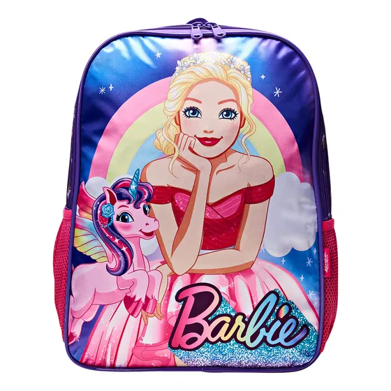 Mochila Escolar P/ Meninas Barbie Sereia Com 19l Luxcel Cor Violeta Desenho do tecido Lisa