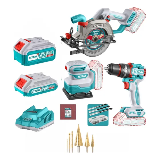 Kit Inalámbrico Industrial Taladro, Sierra Y Lijadora Total