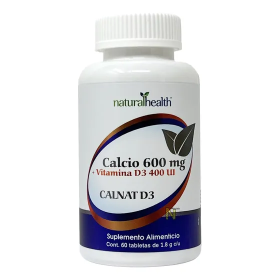 Calcio 600 Mg Y Vitamina D3 400 Ui (60 Caps) Naturalhealth Sabor Calnat D3