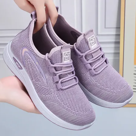 Tênis Feminino Slip On Para Caminhada Em Malha Respirável Sola Macia Casual V561lavender  Tecido 6 Us
