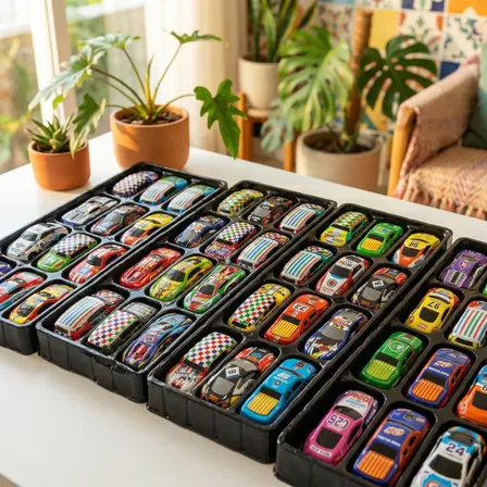 Kit 48 Carrinhos Miniatura Fricção Caixa Pista Sortidos 1:64 Cor Aleatória