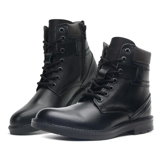 Bota Piel Negro Ajuste Cierre Christian Gallery Para Hombre