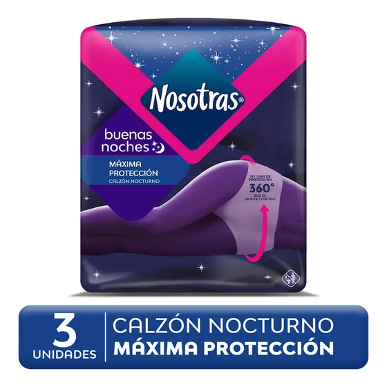 Calzon Nocturno Nosotras Maxima Proteccion Talla S 3 Un