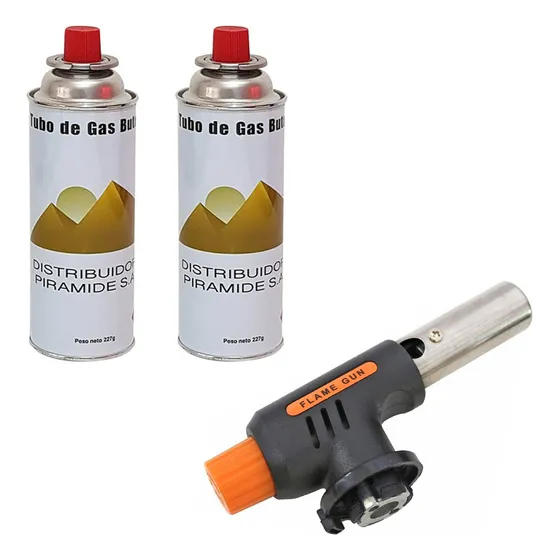 Combo 2 Garrafas Gas Butano + 1 Soplete Flambeador  