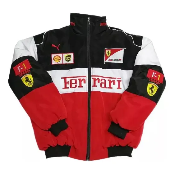 Chaqueta F1 Ferrari Bordada, Ligera, Manga Larga,estilo Moto