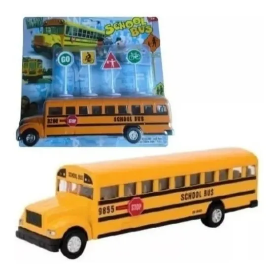 Bus Escolar De Juguete Metal Niños Camion Señales