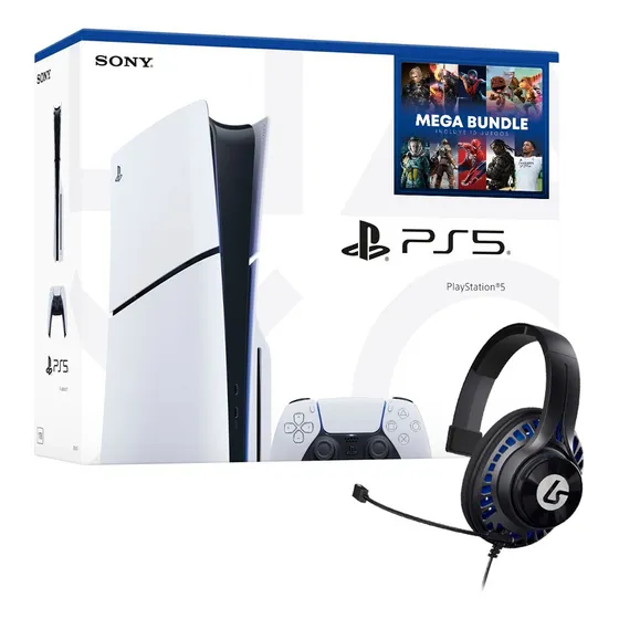 Playstation 5 Slim Standard Edición Mega Bundle (incluye 10 Juegos) + Auricular LucidSound