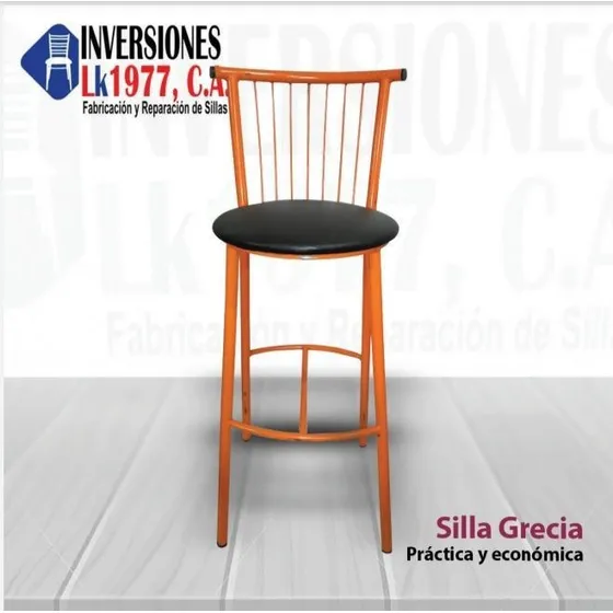 Silla Alta Taburete Grecia En Hierro Tapizados