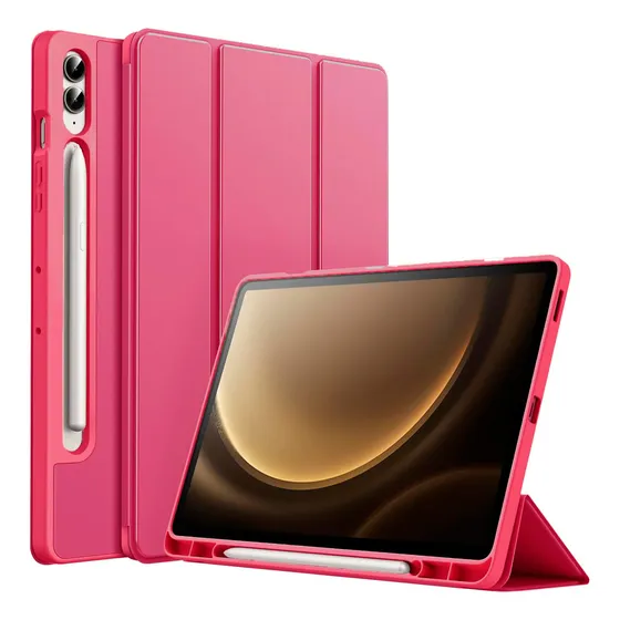 Capa Smart Para Tablet Galaxy Tab S9 Fe 10.9 X510 + Película Cor Rosa Escuro