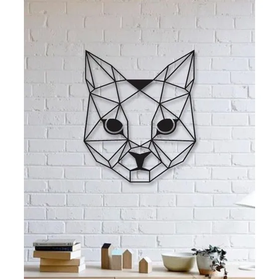 Cuadro Animales Geometricos Gato Madera Calada - 40x50