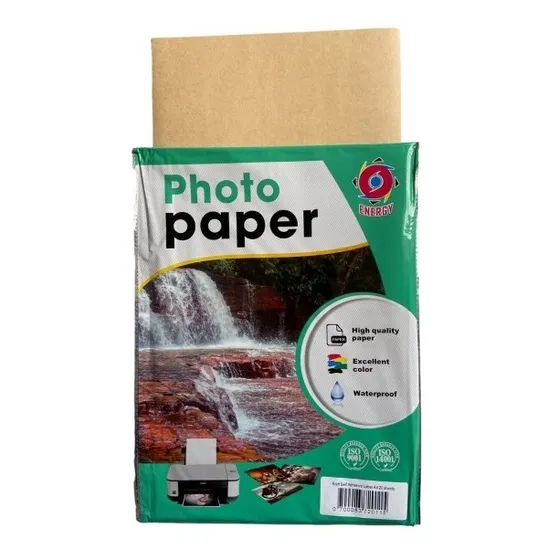 Papel Adhesivo Kraft Imprimible A4 200 Grs. 20 Hojas Energy