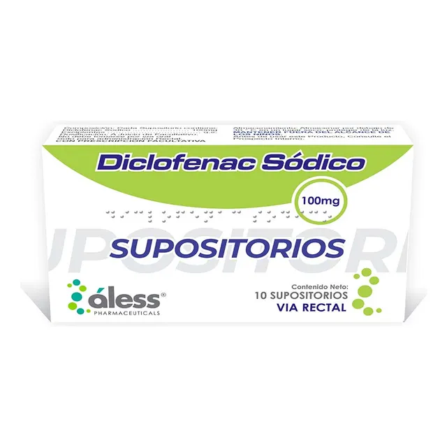 Diclofenac Sódico Supositorios 100mg 10 Unidades Aless 