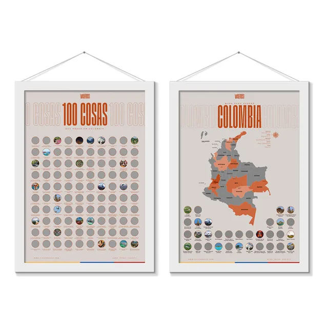 Mapa Colombia Raspable + Poster 100 Cosas Que Hacer Colombia