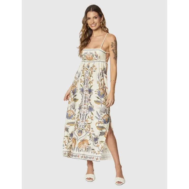 Vestido Cropped Feminino Farm Flor Do Deserto Flor Do Deserto_bg Seda Florido P