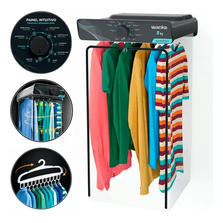 Secadora De Roupas Wanke Comfort 8kg Parede Grafite 220v