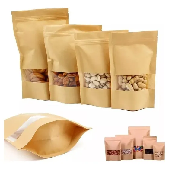 Saco Stand Up Pouch Fosco Kraft Visor 50un C/ 12x20