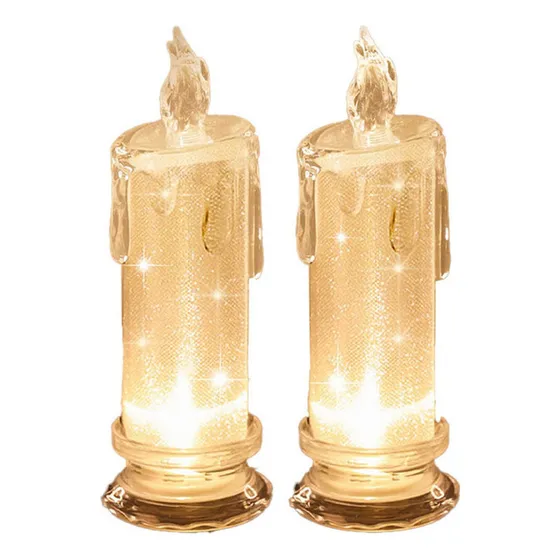Kit De 2 Velas Led Decorativas Medianas Con Llama Y Lágrimas
