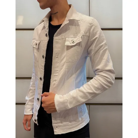 Campera Gabardina Blanca Elastizada De Hombre  - Toca
