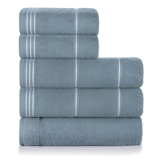 Jogo De Toalhas Altenburg Striscia 5 Peças Azul 100 Algodão Lake