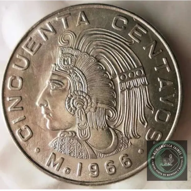 Moneda 50 Centavos 1966 Niquel Fecha Clave Unc 