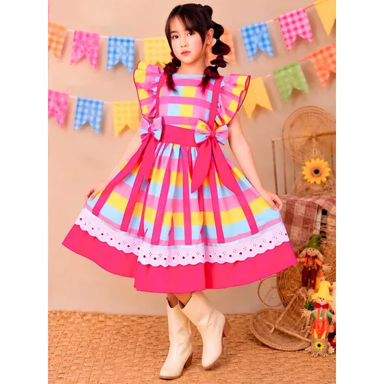 Vestido Infantil De Quadrilha Festa Junina Juvenil São João