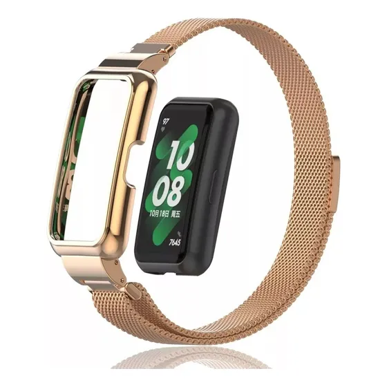 Correa Con Case Para Huawei Band 6 7 Para Honor Band 6 Funda Color Dorado