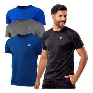 Camisa Fitness Masculina Kit Com 4 Academia Treino Corrida Camisa Fitness Masculina Kit Com 4 Academia Treino Corrida