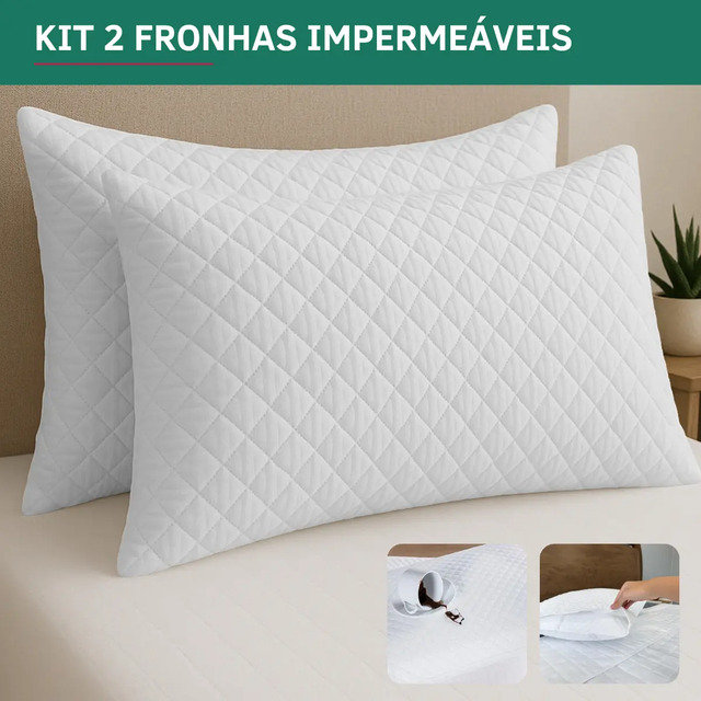 Kit 2 Capa Protetora P/ Travesseiro Impermeável Fronha Antialérgica Matelado Lavável Silen...