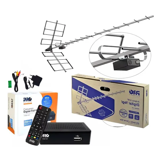 Kit Conversor Digital Antena Jacare Externa Tv Tubo Lcd Full