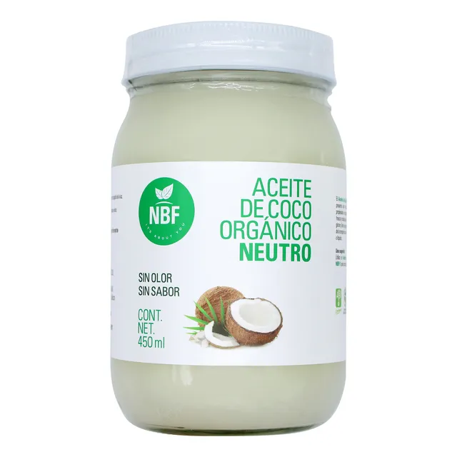 Aceite Coco Extra Virgen Neutro Nbf 450 Ml Sin Sabor Y Olor Cocina Bajo en Grasa