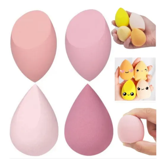 Kit Esponjas Para Maquillaje Aplicador Base Blender 4 Piezas Color Surtido