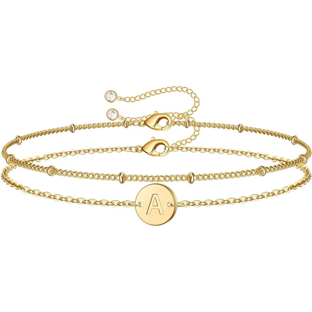Pulseras Con Inicial De Oro Para Mujeres Y Niñas Adolescente