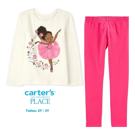 Conjunto Carters/ Ch Place Niña Franela Legging Talla 2t