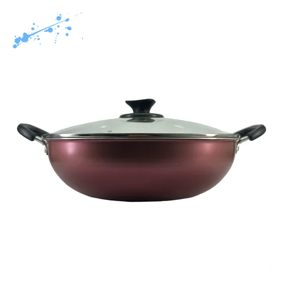 Panela Grande Paella Wok Antiaderente Com Tampa 3,3 Litros