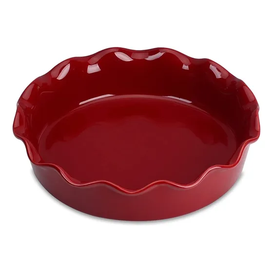 Bandeja Para Hornear Utensilio Rojo Fuente Borde Ondulado