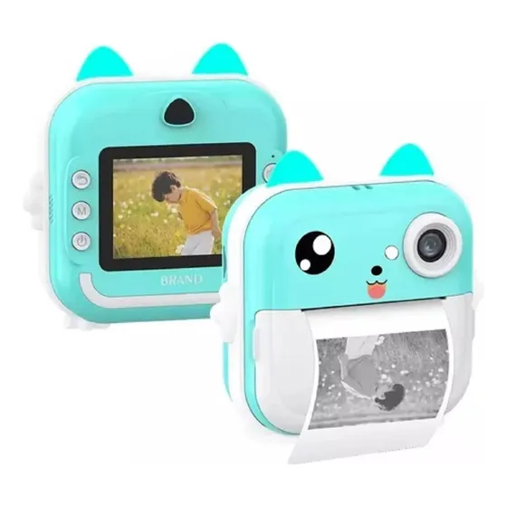 Cámara Instantánea Para Niños Cámara Con Impresora Color Celeste