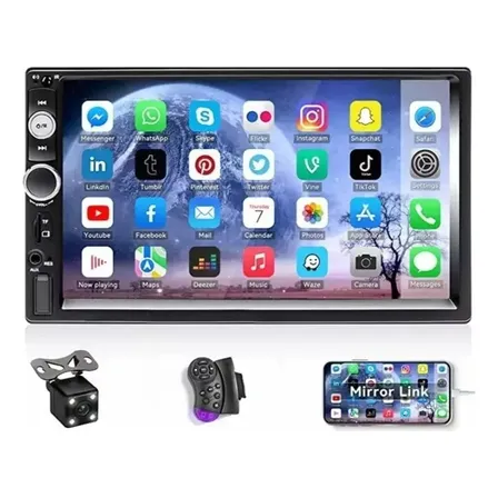 Radio Auto 2 Din Mirror Link+camara Retroceso+comando
