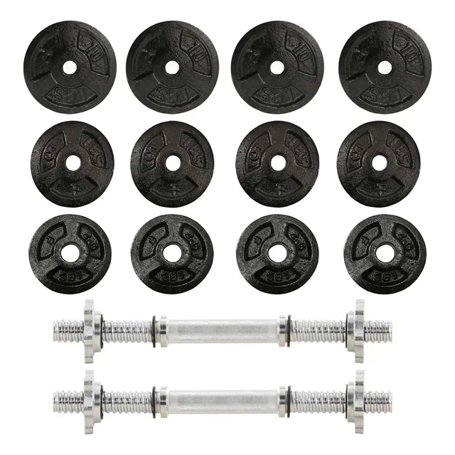 Pesas Mancuernas Kit + 70lbs Juego Discos Ejercicio Gimnasio