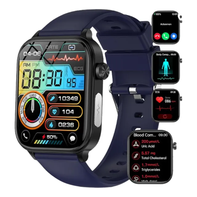 Reloj Medidor Glucosa Smartwatch Medico Azúcar Hombre Mujer