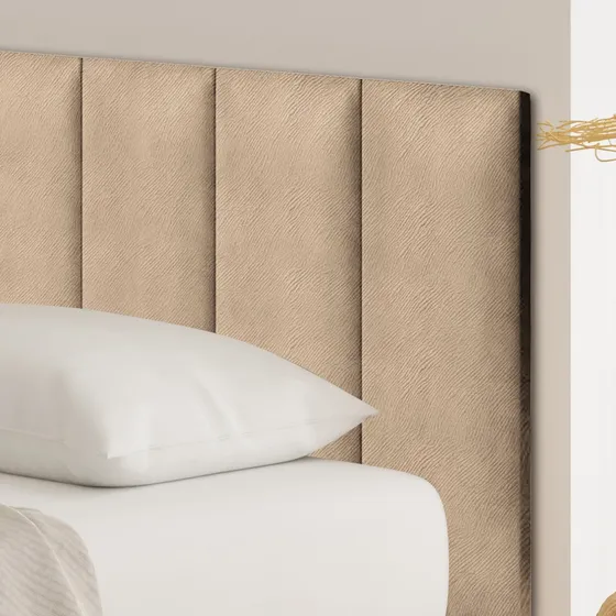 Kit 8 Placas Adesiva Cabeceira Cama Box Queen - Módulo 60x20 Cor Bege