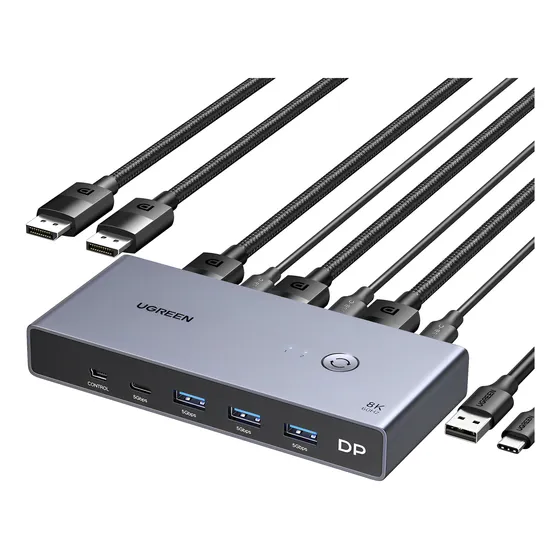 Switch Kvm Multifuncional Ugreen 11 Em 1 8k-60hz Cinza