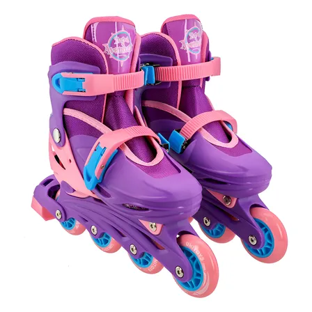 Patins Inline Infantil + Kit De Proteção Roxo E Rosa 34 A 37 34 S 37 Violeta