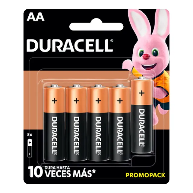 Pila Duracell Alcalina Mn1500b5 Aa Con 5 Piezas 1.5v Grande